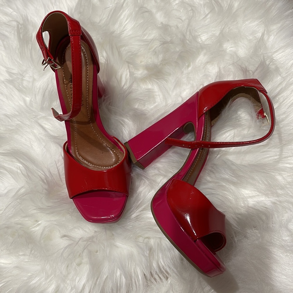 5" Heel, 1/2" Brazilian Platform Closed Back Sandal with Buckled Ankle Strap